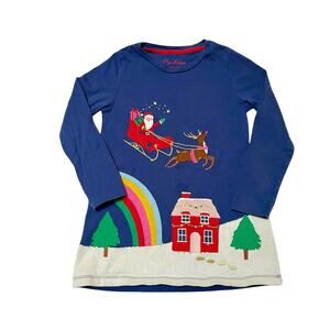 Mini Boden Rainbow Santa Appliqué Tunic Dress Size 6/7
